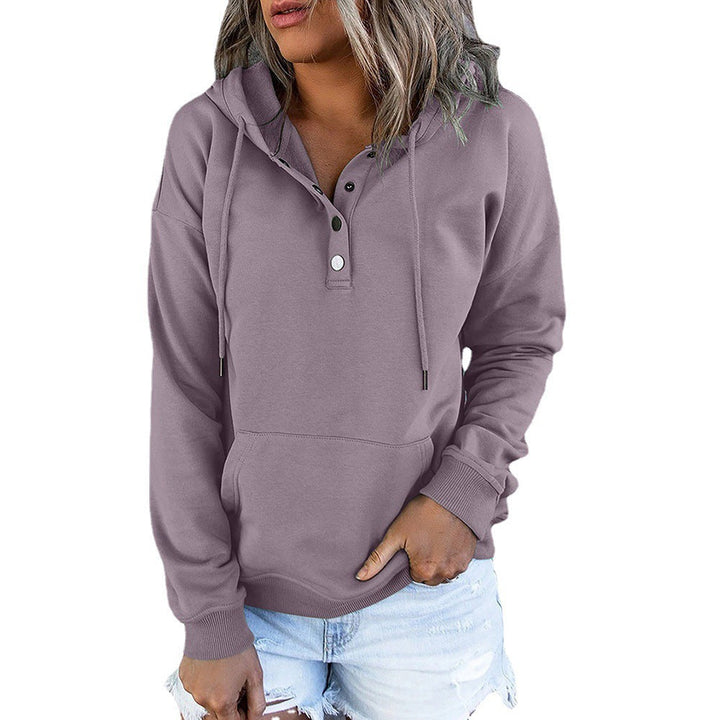 Damen Kapuzenpullover mit Knopfdetails und weichem Fleece-Material Echoarchiv