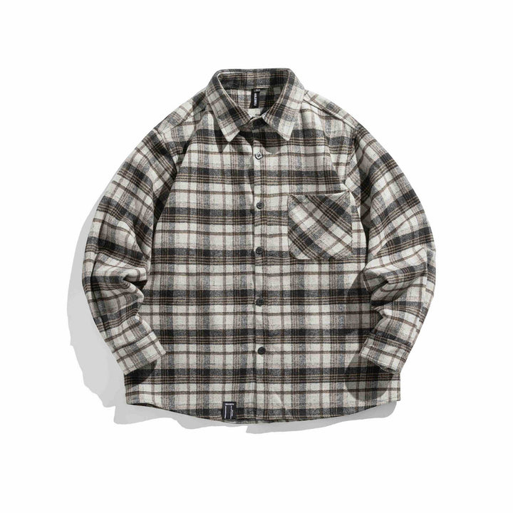 Herren Flanell‑Overshirt im Boxy‑Cut mit aufgesetzter Brusttasche Echoarchiv