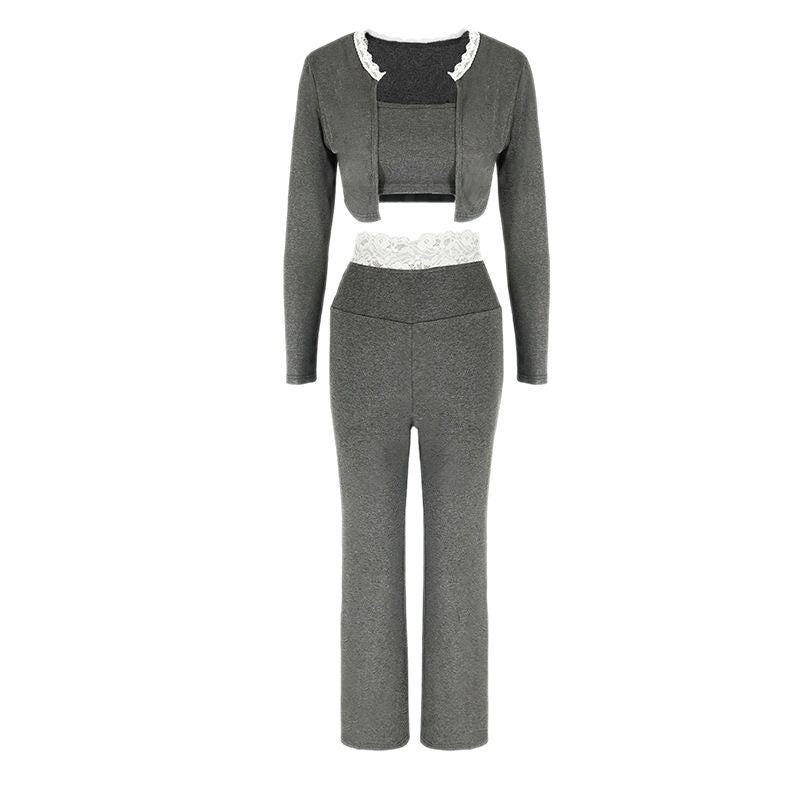 Damen elegantes zwei-teiliges Set mit Spitzenakzenten Echo Archiv
