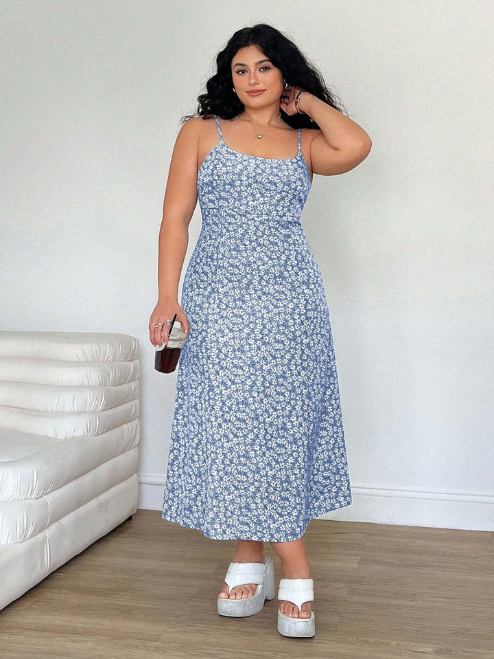 Damen Maxikleid mit feinem Blumenmuster und verstellbaren Spaghettiträgern Echo Archiv