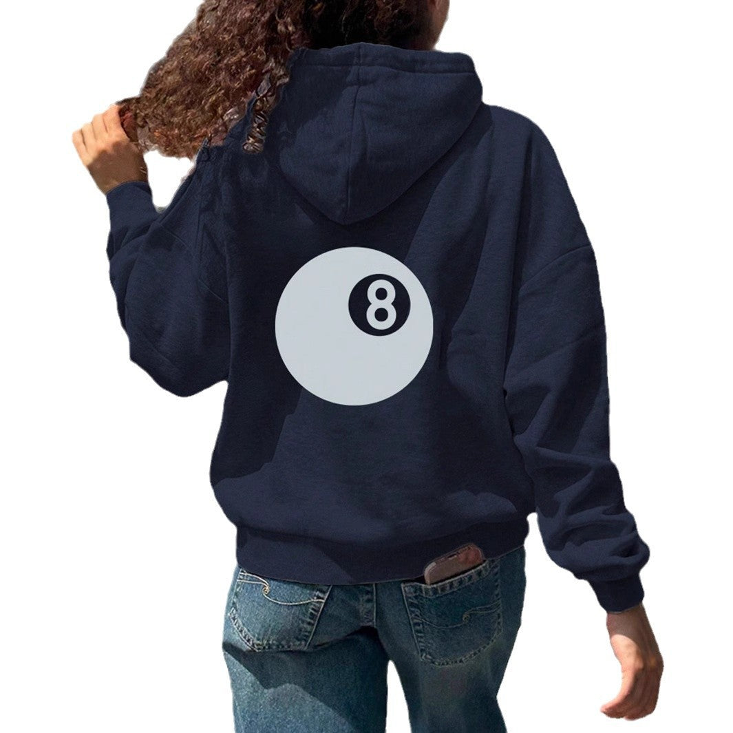 Damen Oversize-Kapuzenpullover mit Acht-Ball-Applikation – Avérine