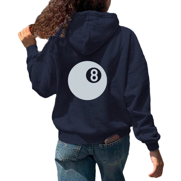 Damen Oversize-Kapuzenpullover mit Acht-Ball-Applikation – Avérine