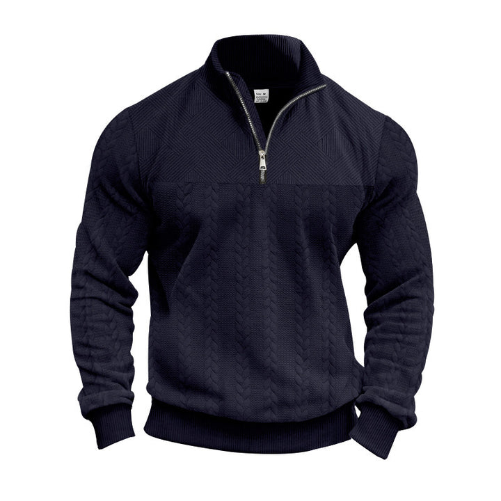 Herren strukturierter Pullover mit halbem Reißverschluss Echoarchiv