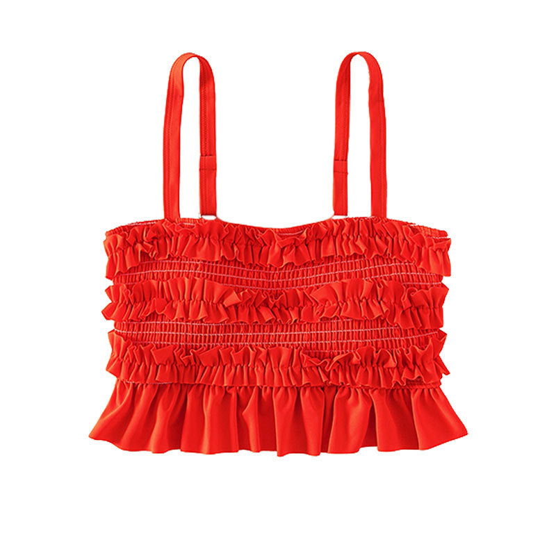 Damen High-Waisted Bikini-Unterteil mit Rüschendetails Echo Archiv
