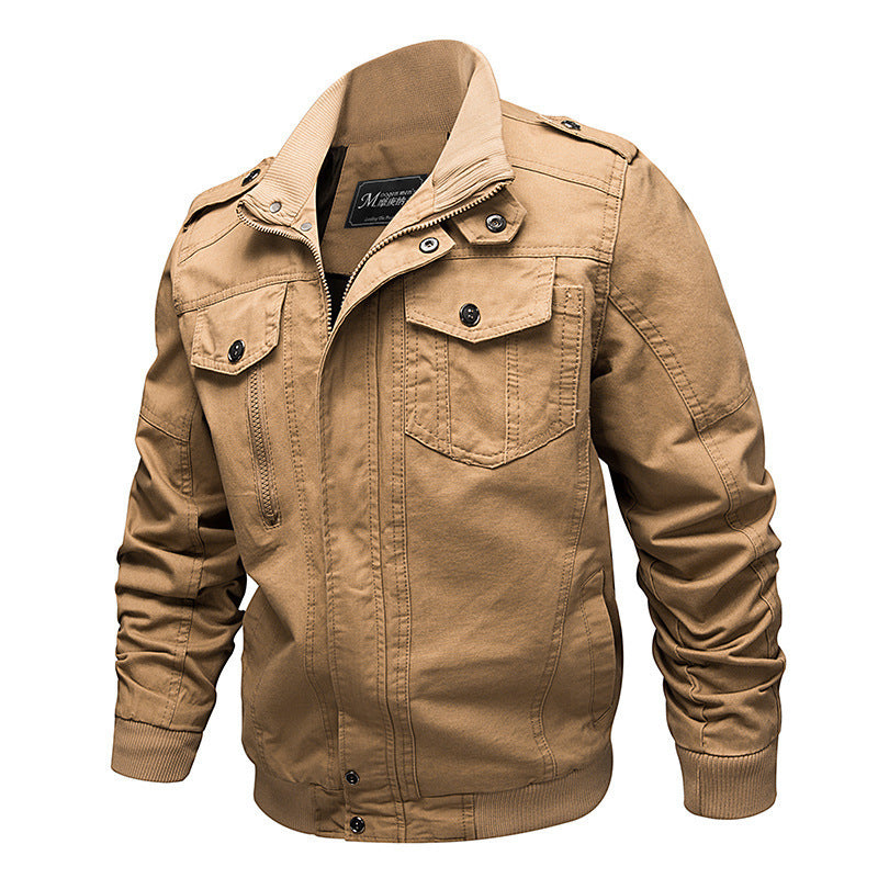 Herren Canvas-Utility-Blouson mit Schulterklappen, Brustpattentaschen und Rippbündchen – Taviero