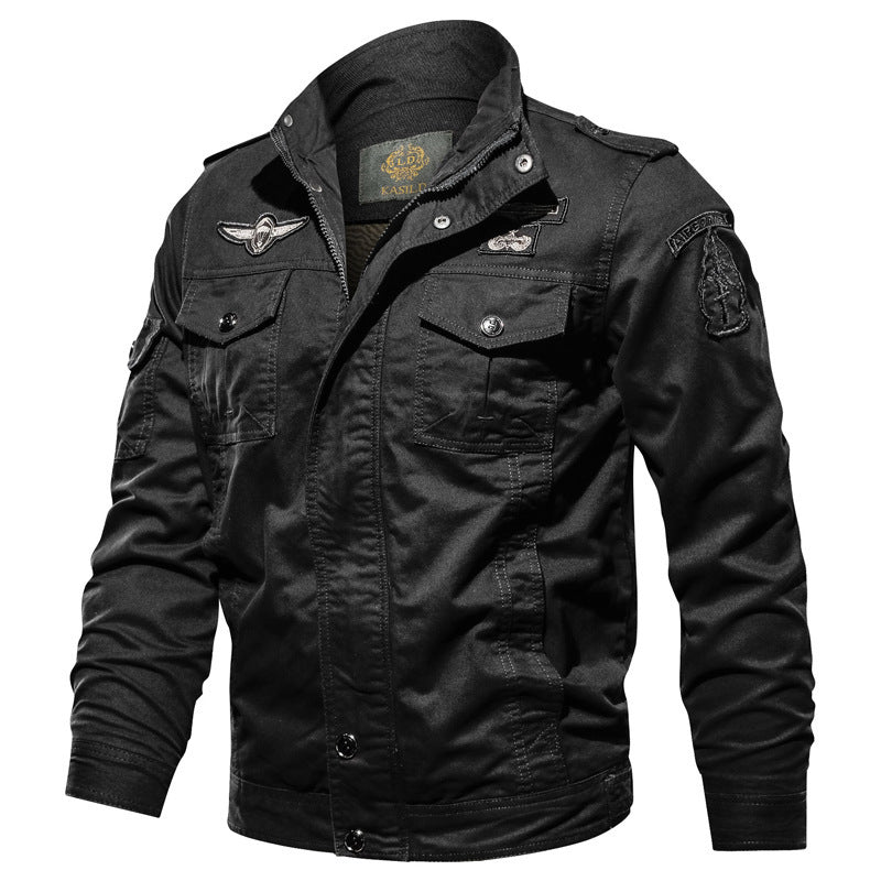 Herren Fieldjacke im Military-Canvas-Stil mit Epauletten und Multifachtaschen Echoarchiv