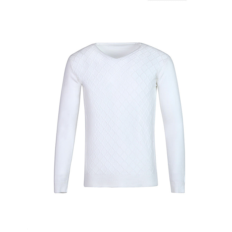Herren V-Ausschnitt Pullover mit Strukturmuster Echoarchiv