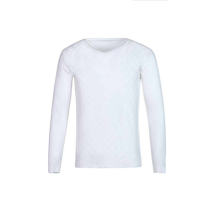 Herren V-Ausschnitt Pullover mit Strukturmuster Echoarchiv
