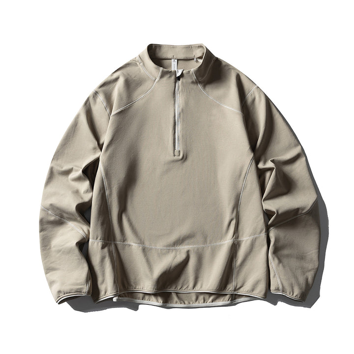 Unisex Halbzip-Fleecepullover mit Stehkragen, Flachnähten und verstellbarem Saum Echoarchiv