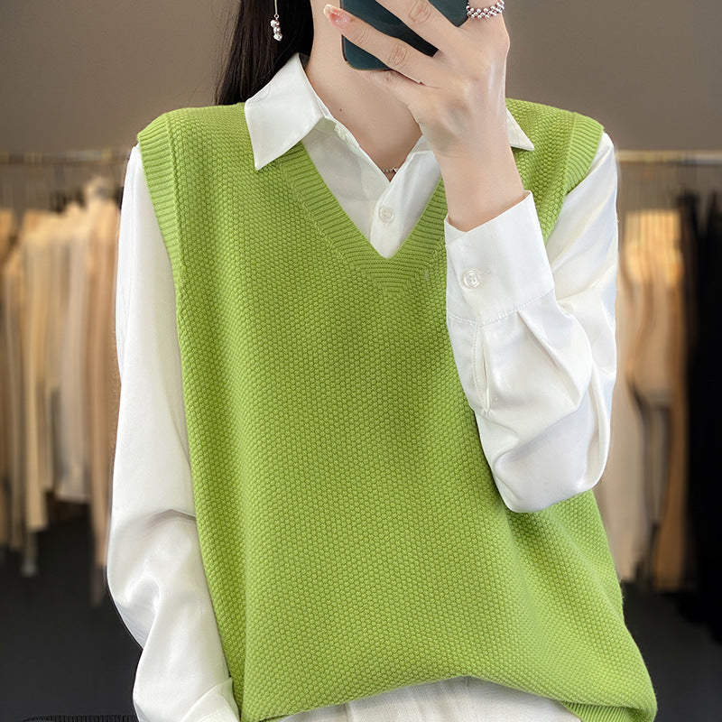 Damen Oversize Strickweste mit tiefem V‑Ausschnitt und feiner Struktur Echoarchiv