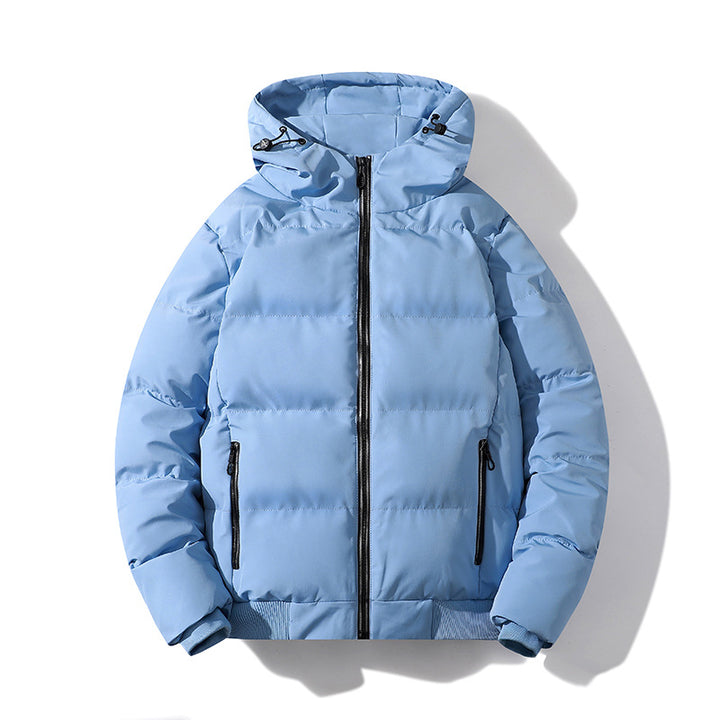 Herren Kurze Thermo-Steppjacke mit Kapuze, mattierter Oberfläche & Kontrastreißverschlüssen Echoarchiv