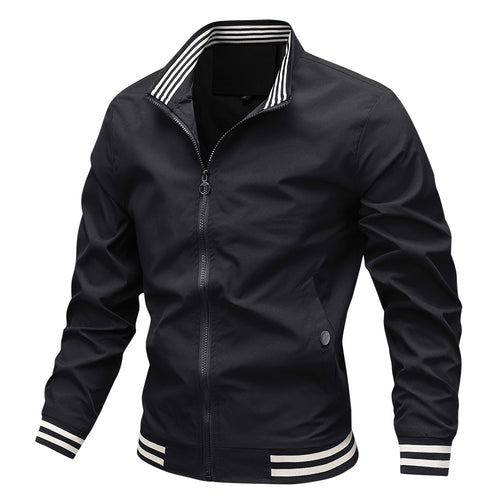 Herren sportliche Übergangsjacke mit gestreiftem Kragen Echoarchiv