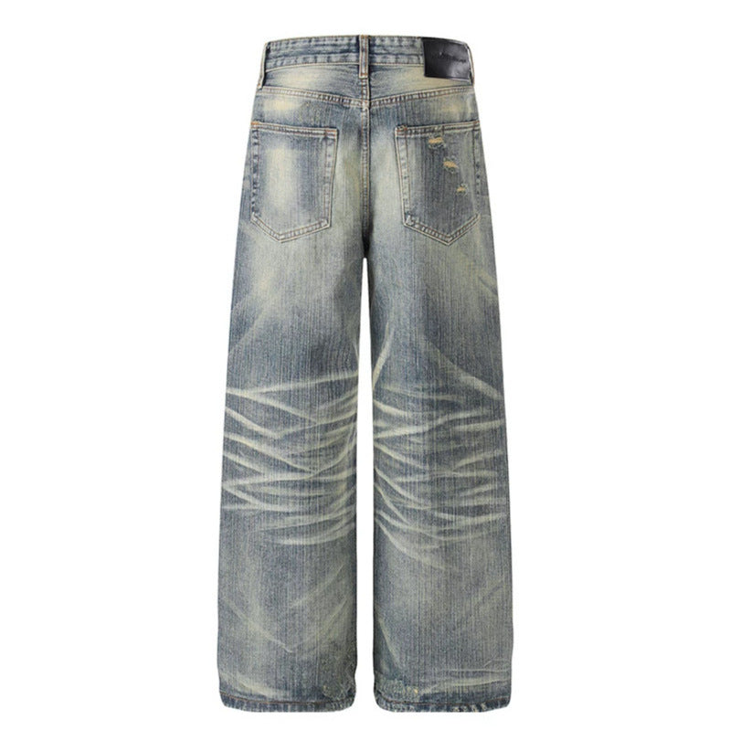 Damen Hochtaillierte Wide‑Leg Destroy‑Jeans mit Used‑Effekt und Culotte‑Silhouette Echoarchiv