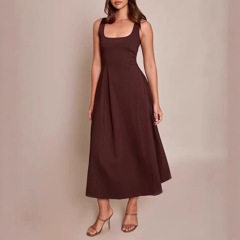 Damen Midikleid mit quadratischem Ausschnitt und weitem Rock Echo Archiv
