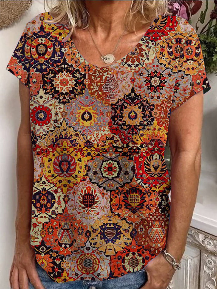 Damen T-Shirt mit buntem orientalischen Muster Echo Archiv