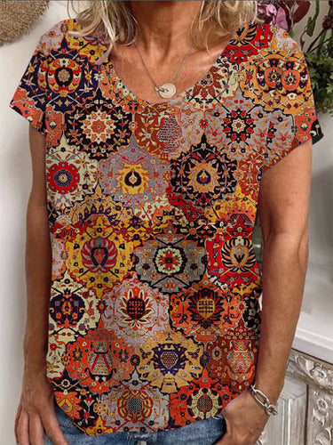 Damen T-Shirt mit buntem orientalischen Muster Echo Archiv