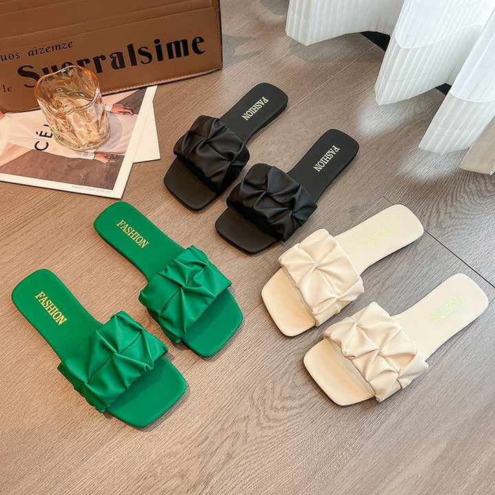 Damen Schlappen mit trendiger Faltenoptik – Lioré