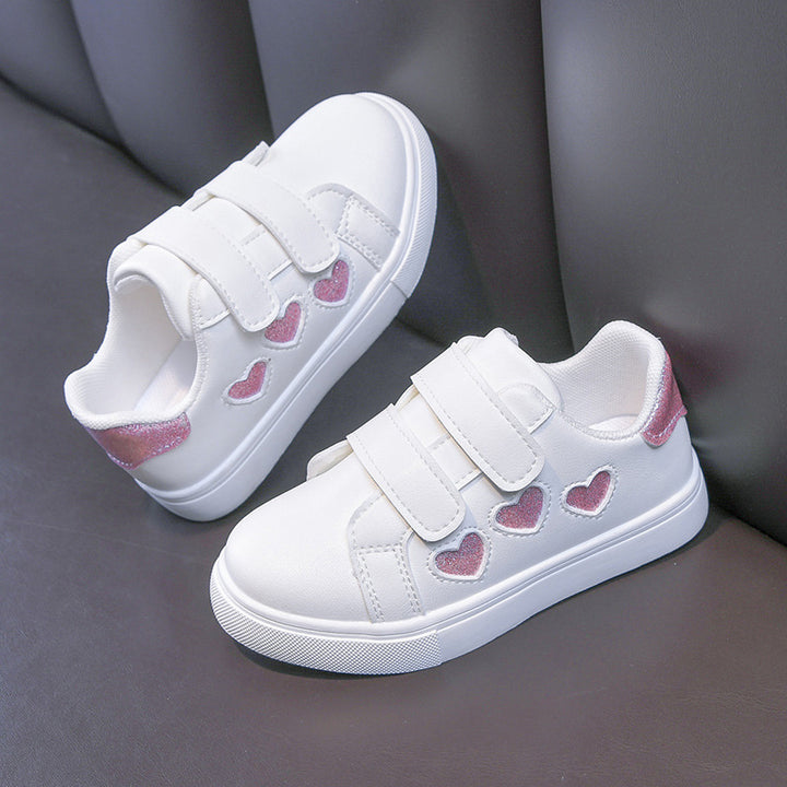 Damen Plateausneaker mit Klettverschluss und glitzernden Herz‑ und Sternapplikationen – Névara