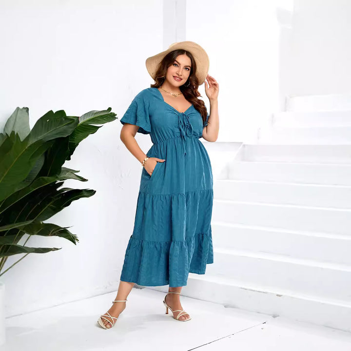 Damen Sommerliches Midikleid mit schmeichelndem Taillenzug und luftigen Ärmeln Echo Archiv