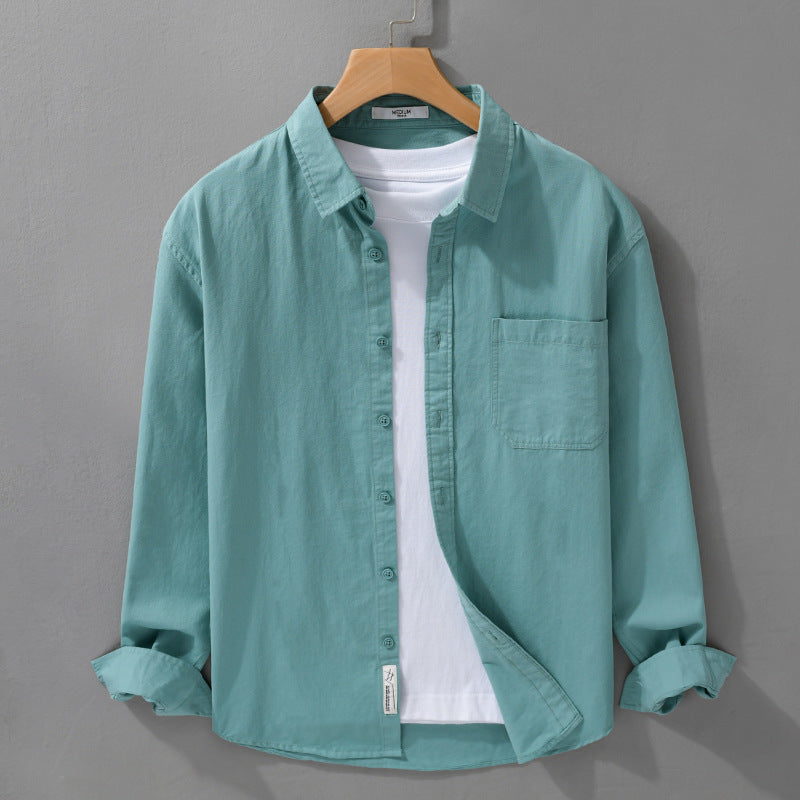 Herren Hemdjacken-Overshirt aus softem Baumwoll-Twill mit Relaxed-Fit und aufgesetzter Brusttasche Echoarchiv