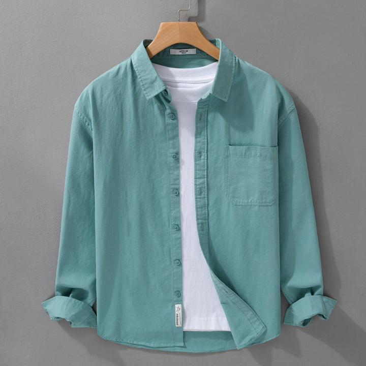 Herren Hemdjacken-Overshirt aus softem Baumwoll-Twill mit Relaxed-Fit und aufgesetzter Brusttasche Echoarchiv