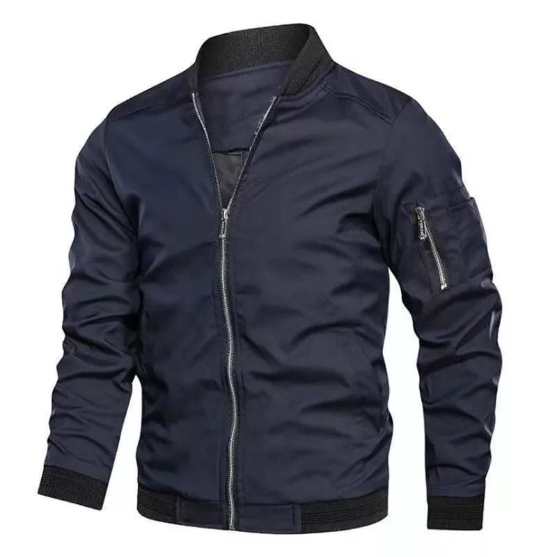 Herren Bomberjacke mit Reißverschluss, wasserabweisendem Nylon und Ärmel-Tasche Echoarchiv