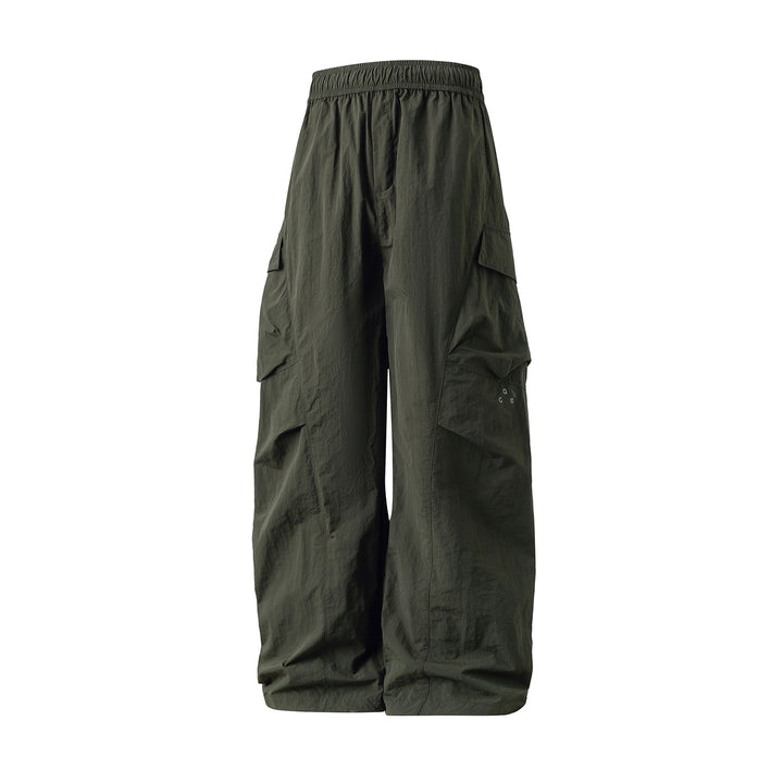 Unisex Weite Cargo‑Palazzo‑Hose aus technischer Crinkle‑Nylon mit elastischem Bund Echo Archiv
