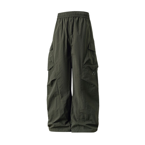 Unisex Weite Cargo‑Palazzo‑Hose aus technischer Crinkle‑Nylon mit elastischem Bund Echo Archiv