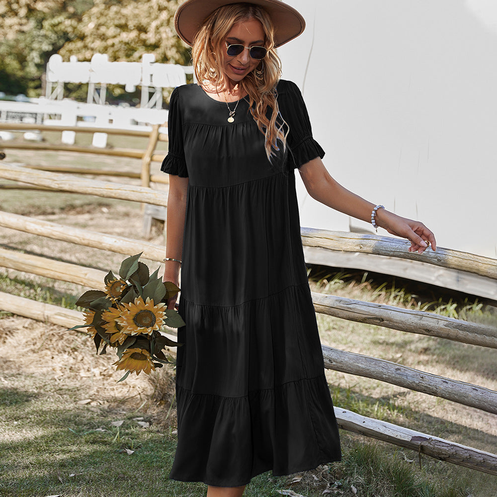 Damen Midikleid mit Rüschendetails und fließendem Schnitt Echo Archiv