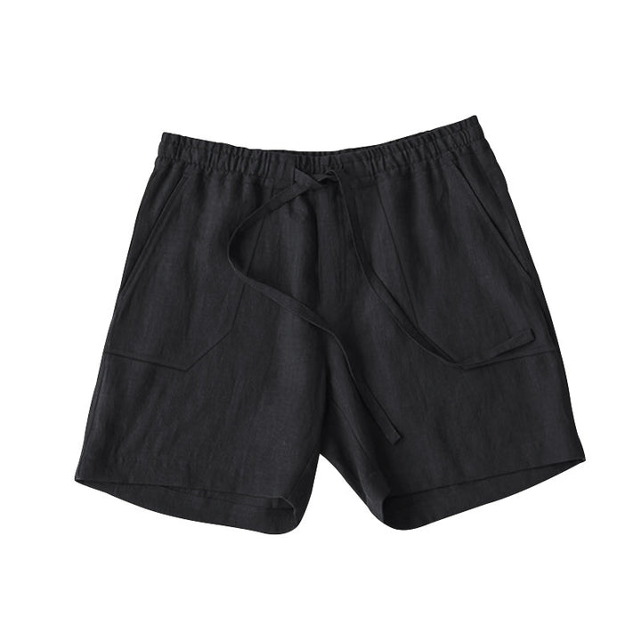 Herren lässige Leinen-Shorts mit elastischem Bund und seitlichen Eingrifftaschen Echoarchiv