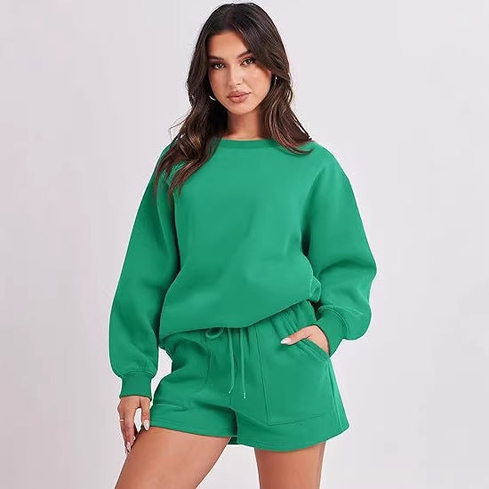 Damen Lässiges Sweatset mit Oversize‑Sweatshirt und hochgeschnittenen Shorts Echo Archiv
