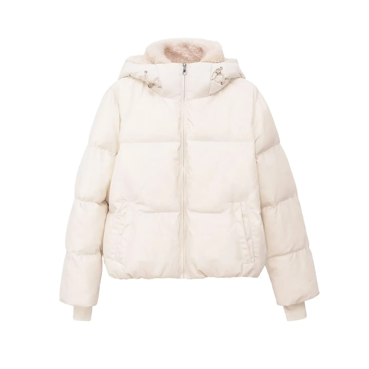Damen nan gesteppte Kapuzen‑Daunenoptik Jacke mit Teddyfutter und hohem Kragen Echo Archiv