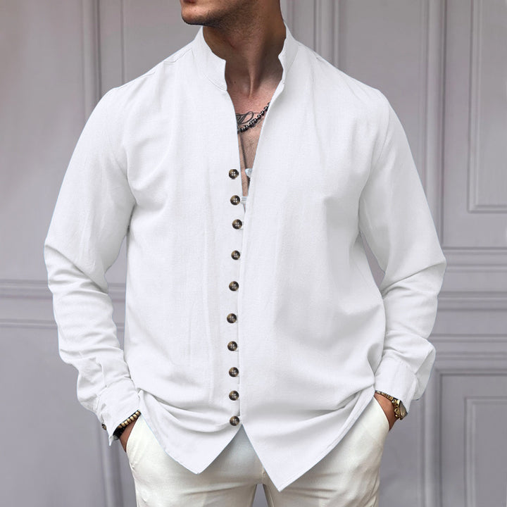 Herren Langarm-Hemd mit modernen Knopfdetails und zeitlosem Design Echoarchiv