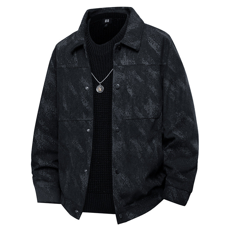 Herren Leichte Overshirt-Jacke mit dezenter Reptilprägung und Druckknopfverschluss Echo Archiv