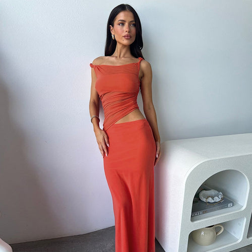 Damen figurbetontes Maxikleid mit asymmetrischem Schnitt und Raffungen Echo Archiv