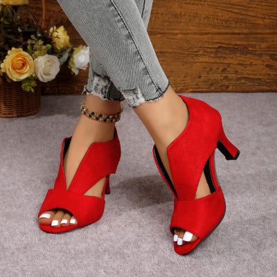 Damen elegante Blockabsatzsandalen mit gekreuzten Riemen Echoarchiv
