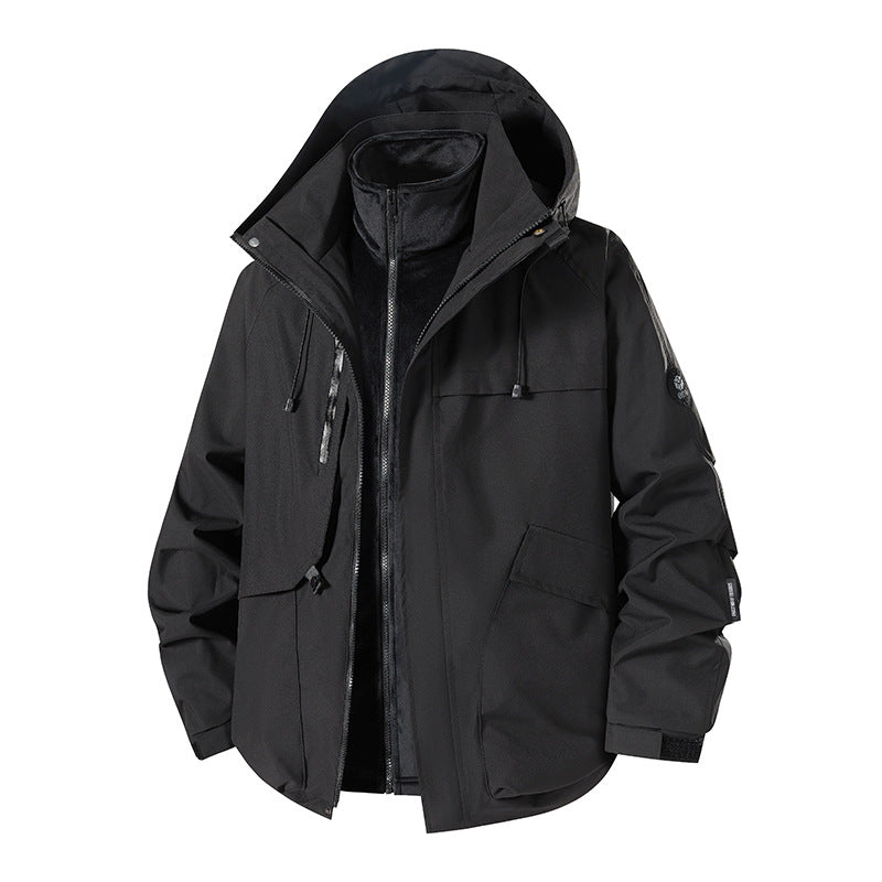 Herren wetterfeste Funktionsjacke mit verstellbarer Kapuze und Innenfleece Echoarchiv