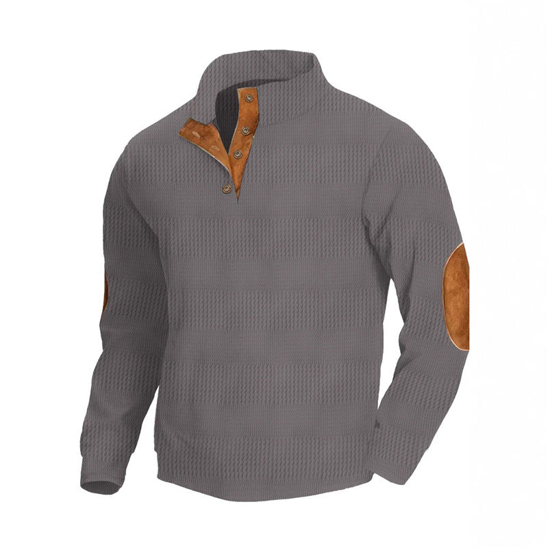 Herren modischer Pullover mit strukturiertem Design und Lederdetails Echoarchiv