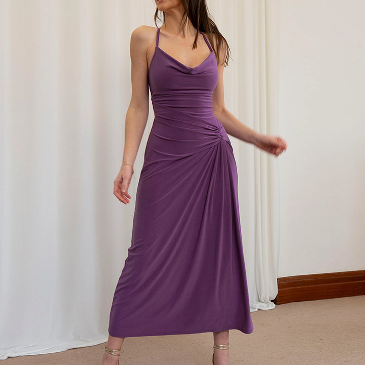 Damen Elegantes Maxikleid mit asymmetrischem Cowl-Ausschnitt und stilvoller Raffung Echo Archiv