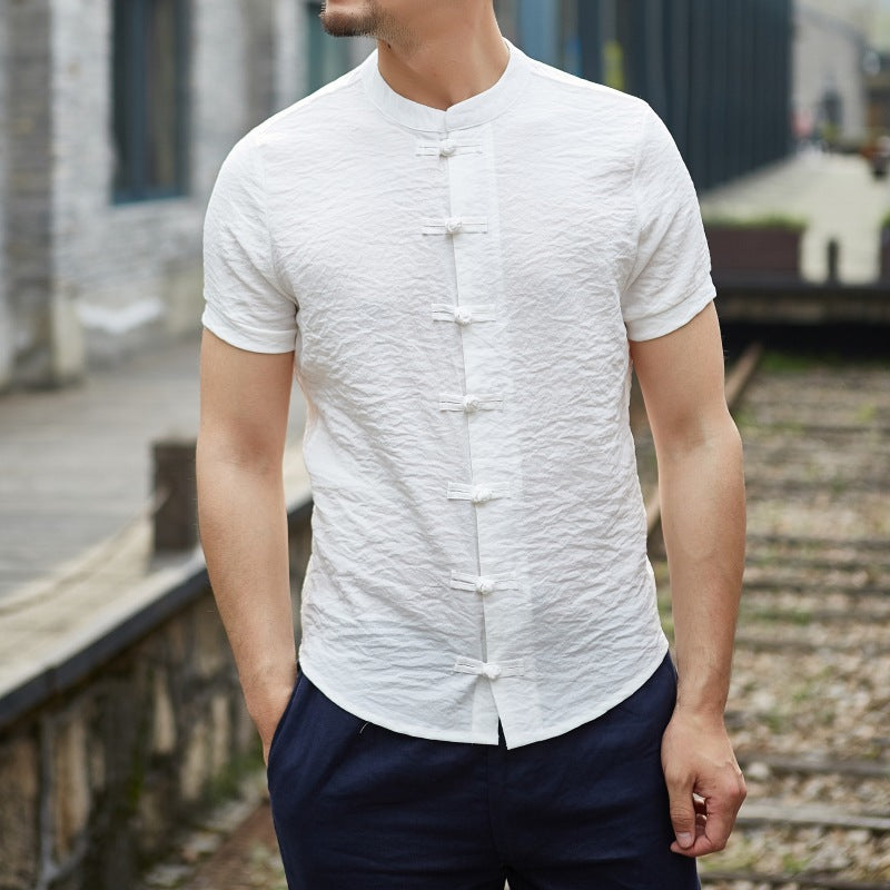 Herren Kurzarmhemden mit stilvollen Knopfdetails Echoarchiv