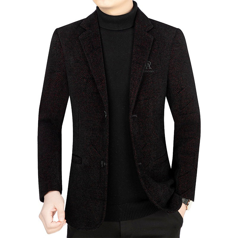 Herren Slim-Fit Sakko aus strukturiertem Wollmix mit leichter Halbfütterung und Zweiknopf-Silhouette – Tianoro