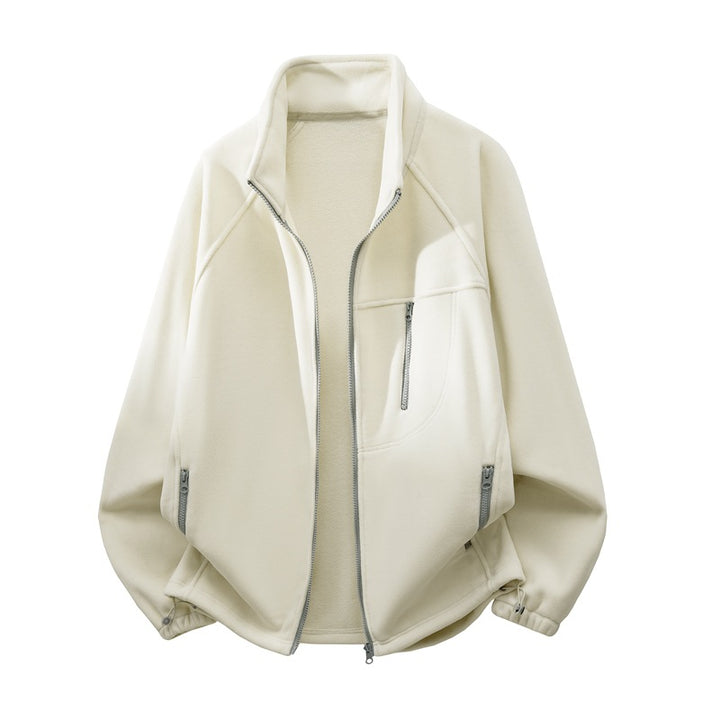 Unisex funktionale Mikrofleece Leistungsjacke mit Stehkragen, Brustreißverschluss und ergonomischen Raglanärmeln – Taviero