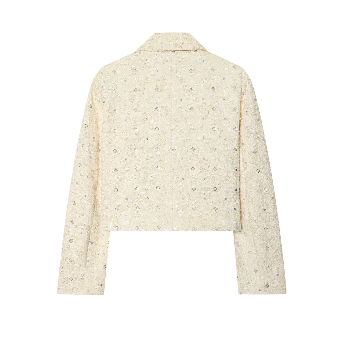 Damen Kurzer Bouclé-Blazer mit Paillettenbesatz und Reverskragen Echoarchiv
