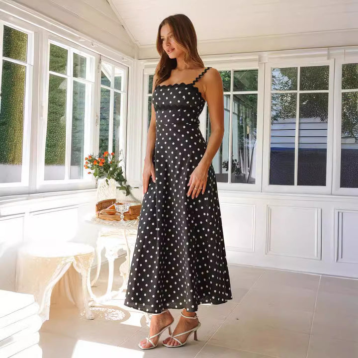 Damen Maxikleid mit Spitze und verspieltem Polka-Dot-Muster Echo Archiv