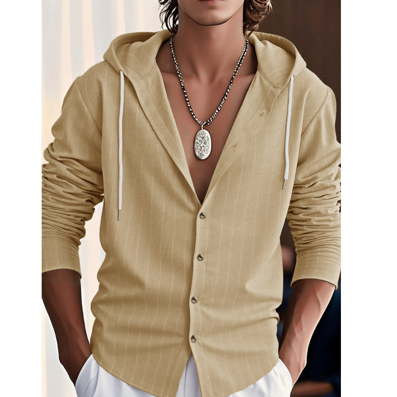 Herren modische Strickjacke mit Kapuze und klassischem Knopfverschluss Echoarchiv