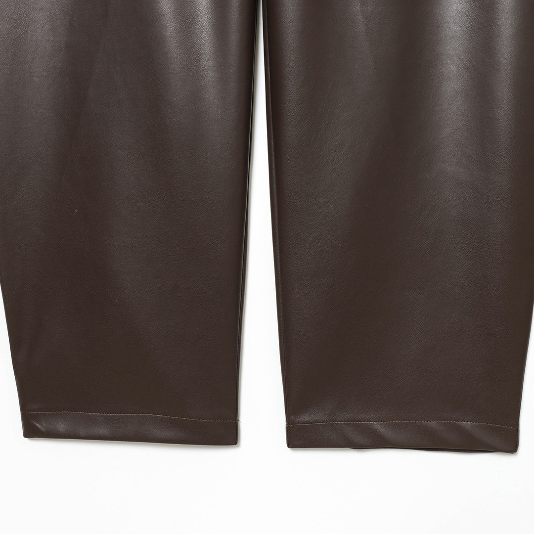 Damen nan weite Highwaist Cropped-Lederhose mit Five‑Pocket und geradem Bein Echo Archiv