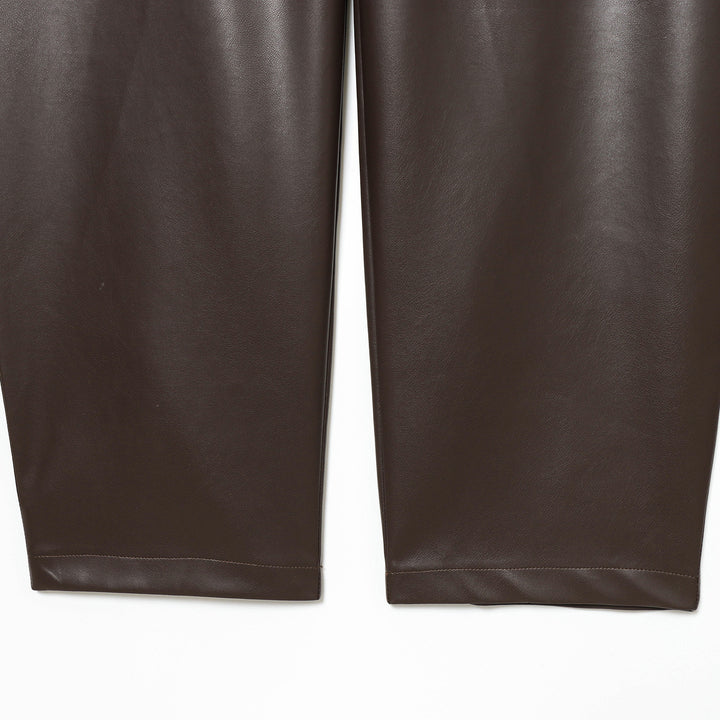 Damen nan weite Highwaist Cropped-Lederhose mit Five‑Pocket und geradem Bein Echo Archiv