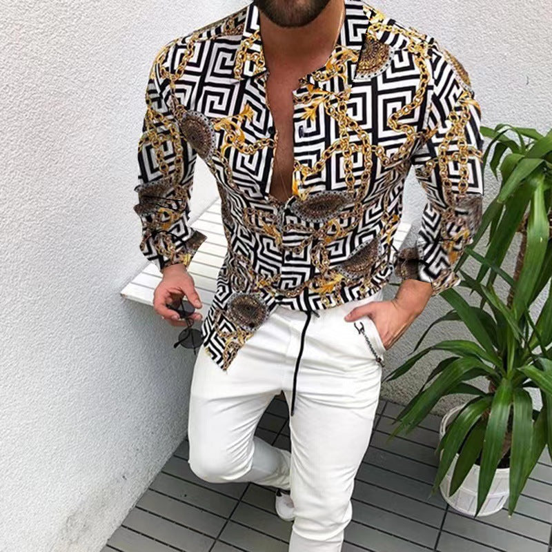 Herren Kurzarmhemd mit elegantem Muster Echoarchiv