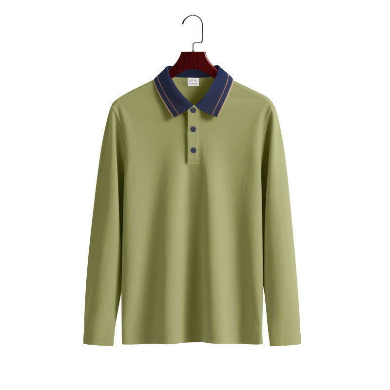 Herren Elegantes Langarm-Polohemd mit Kontrastkragen Echoarchiv