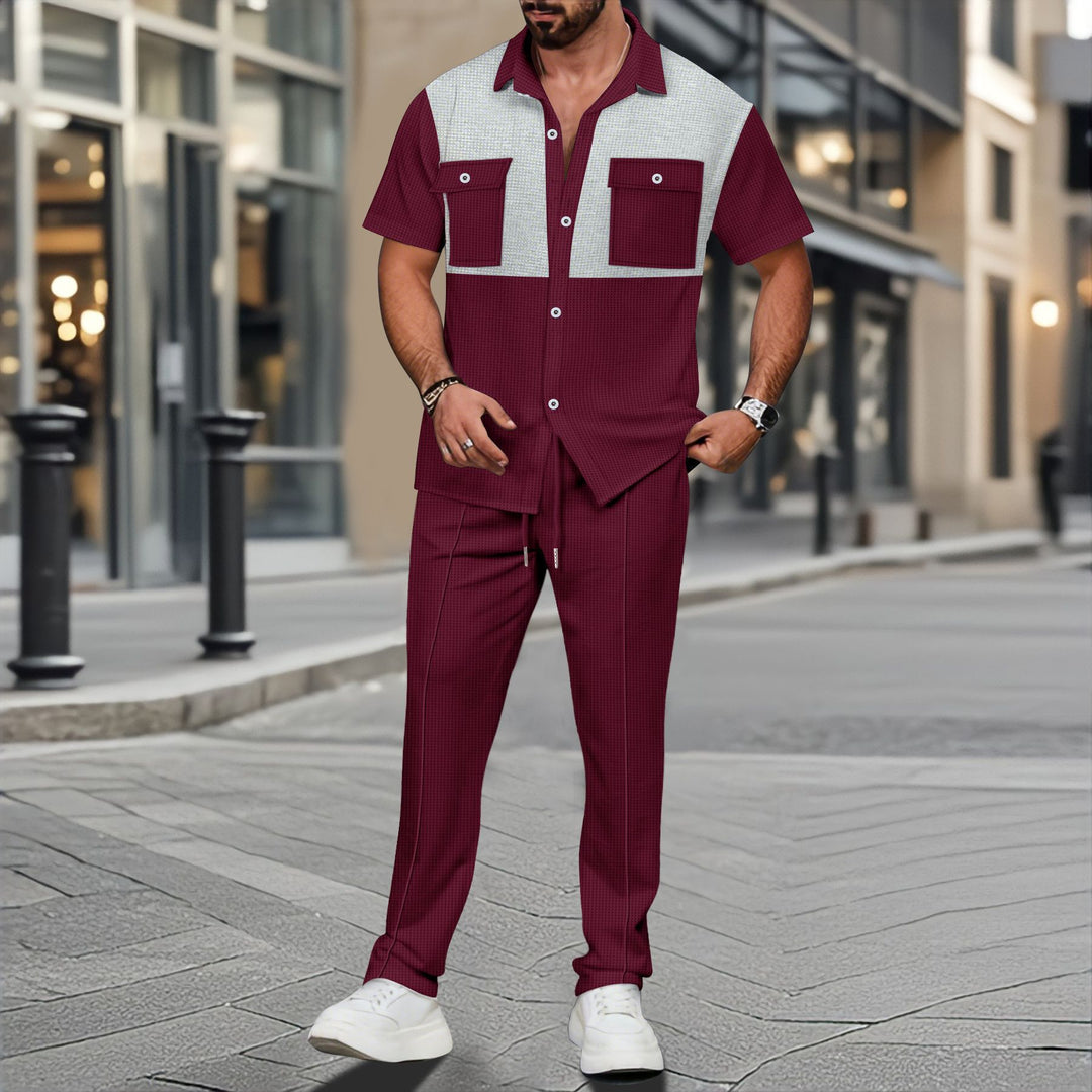 Herren Freizeitanzug mit modernem Blockdesign und praktischen Taschen Echoarchiv